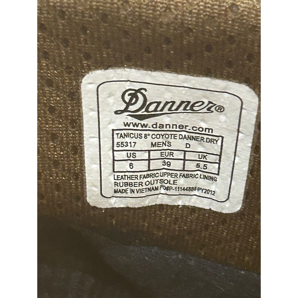 Danner Tanicus 8" Coyote Danner Dry Tactical Boots Men's size 6 - Picture 10 of 10